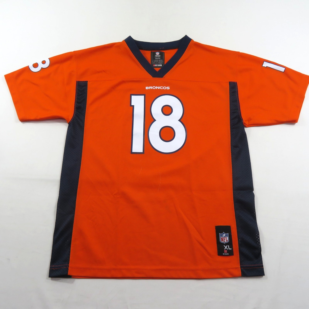 NFL Team Apparel Peyton Manning #18 Denver Broncos Jersey Youth XL Orange White